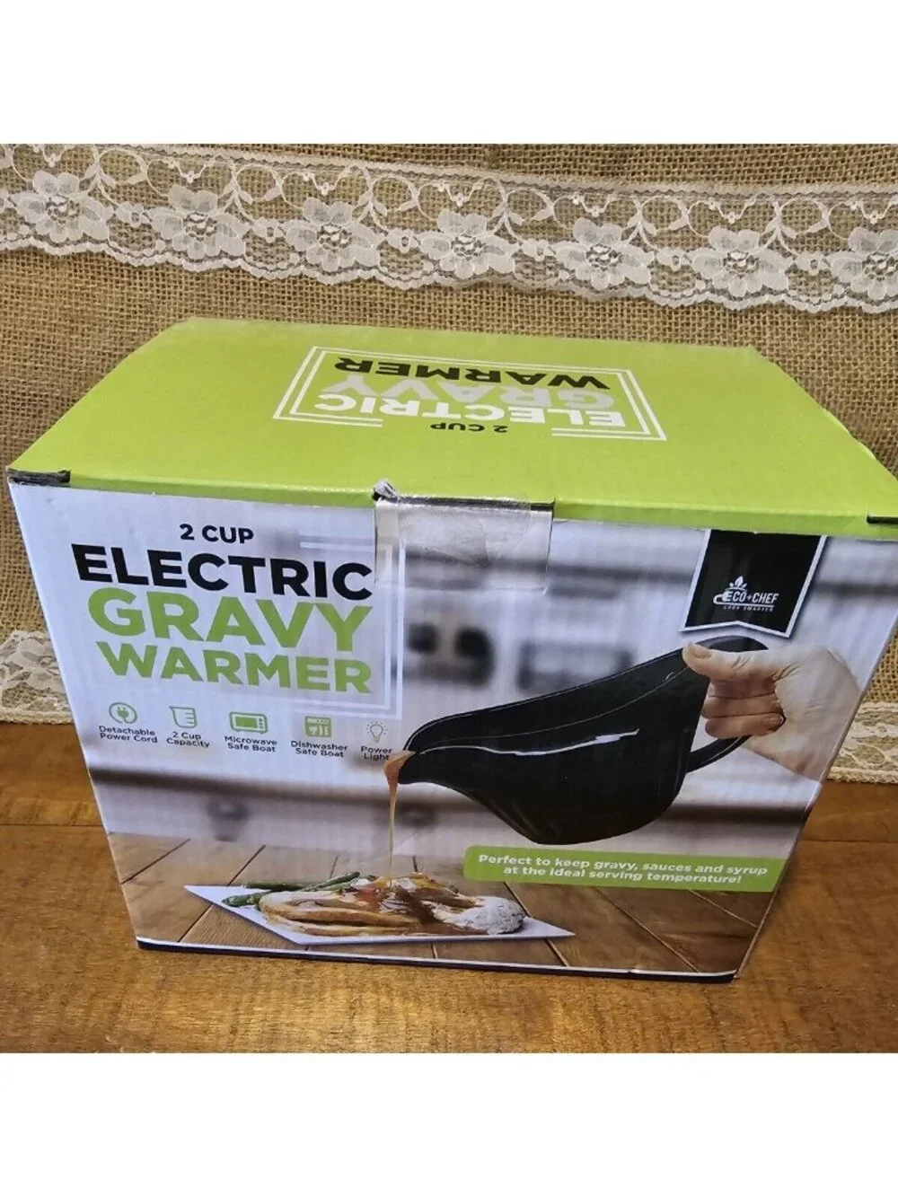 Eco+Chef   2 Cup Black Electric Gravy Boat Warmer 15 Ounces New In Box
